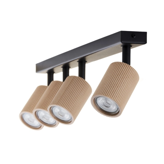 Plafon OPTIC wood ruchomy 4 czarny / drewno naturalne 41883 Sigma
