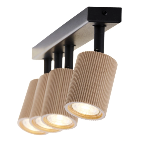 Plafon OPTIC wood ruchomy 4 czarny / drewno naturalne 41883 Sigma