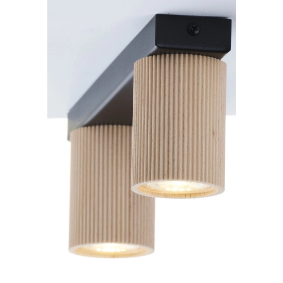 Plafon OPTIC wood S2 czarny / drewno naturalne 41889 Sigma