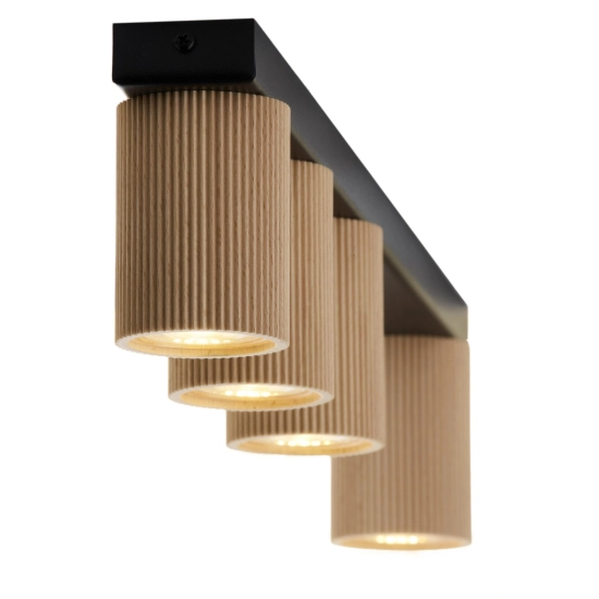 Plafon OPTIC wood S4 czarny / drewno naturalne 41891 Sigma