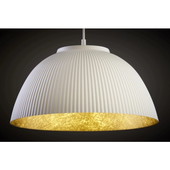 Lampa wisząca LADY ryflowana biały złoty 41929 Sigma