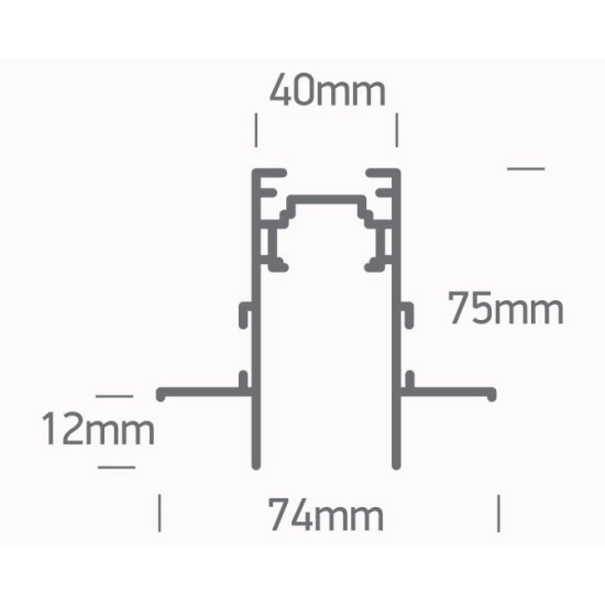 BLACK MAGNETIC TRIMLESS PROFILE 2m 48V MAXI 42002TR/B ONE LIGHT