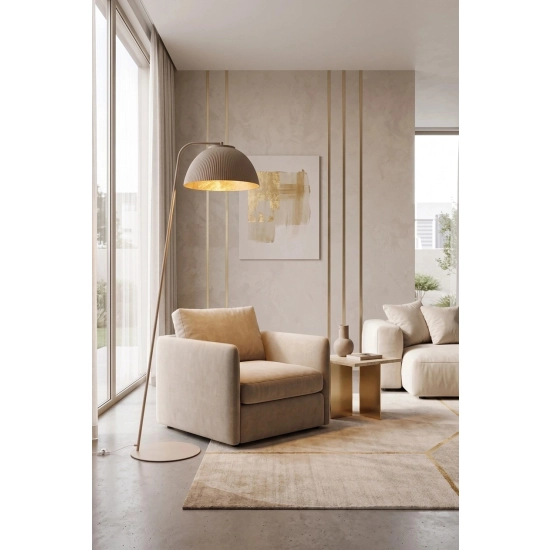 Lampa podłogowa LADY ryflowana ciepły beż złoty 42065 Sigma