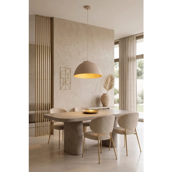 Lampa wisząca LADY ryflowana ciepły beż złoty 42317 Sigma