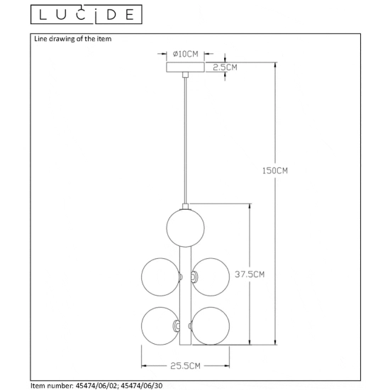 TYCHO lampa wisząca Ø 25,5 cm G9 czarny 45474/06/30 Lucide - zdjęcie dodatkowe 2