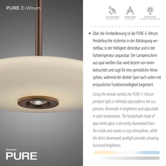Lampa wisząca Pure E-vitrum Ciemnobrązowy 2084-34 Paul Neuhaus - zdjęcie dodatkowe 2
