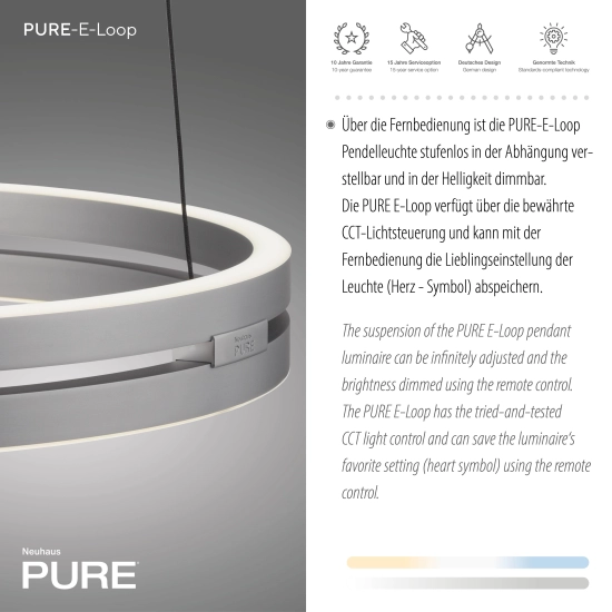 Lampa wisząca Pure E-loop Aluminium 2550-95 Paul Neuhaus - zdjęcie dodatkowe 3
