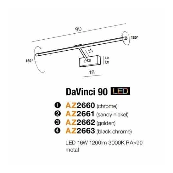 Kinkiet Davinci 90 AZ2660 LED 16W AZZARDO