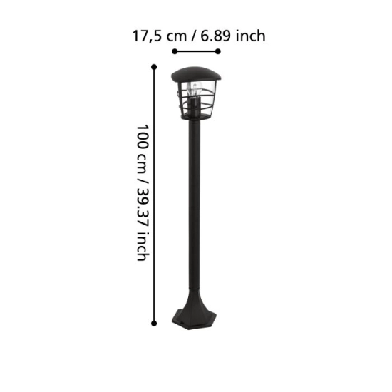 ALORIA Słupek oświetleniowy E27 94 cm czarny zewnętrzna lampa stojąca 93408 EGLO