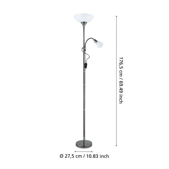 UP 2 Lampa podłogowa E27;E14 czarny nikiel 93917 EGLO