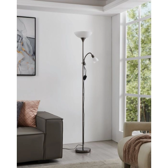 UP 2 Lampa podłogowa E27;E14 czarny nikiel 93917 EGLO