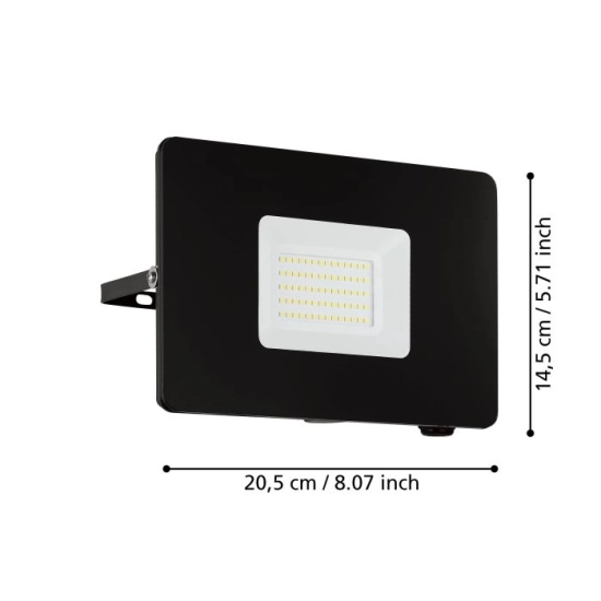 FAEDO 3 kinkiet zewnętrzny LED 53W 5000K naświetlacz czarny 97458 EGLO