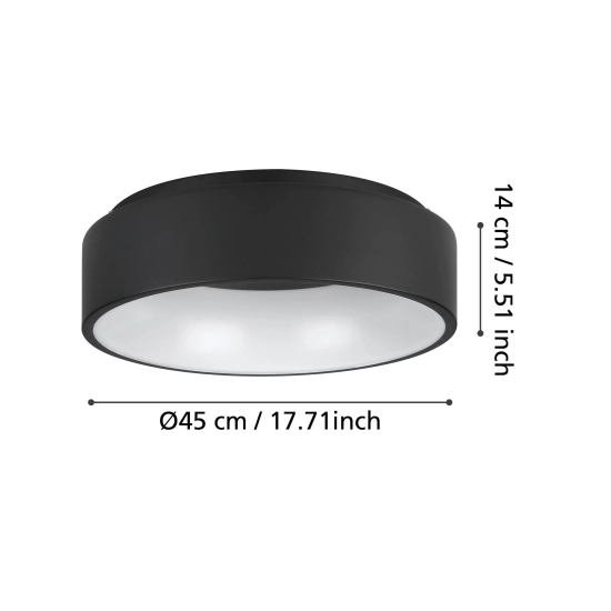 MARGHERA 2 oprawa sufitowa plafon LED czarny 45 cm 390049 EGLO