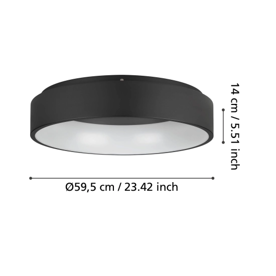 MARGHERA 2 oprawa sufitowa plafon LED czarny 59,5 cm 390051 EGLO