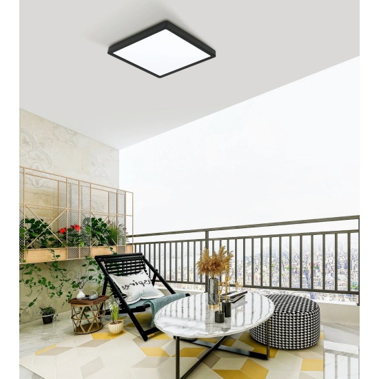 ARGOLIS 2 Plafon LED 28,5 x 28,5 cm czarny IP44 oprawa natynkowa 900281 EGLO