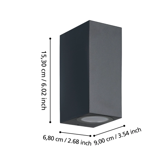 JABAGA lampa ścienna kinkiet zewnętrzny 2XGU10 LED czarny IP44 900276 EGLO
