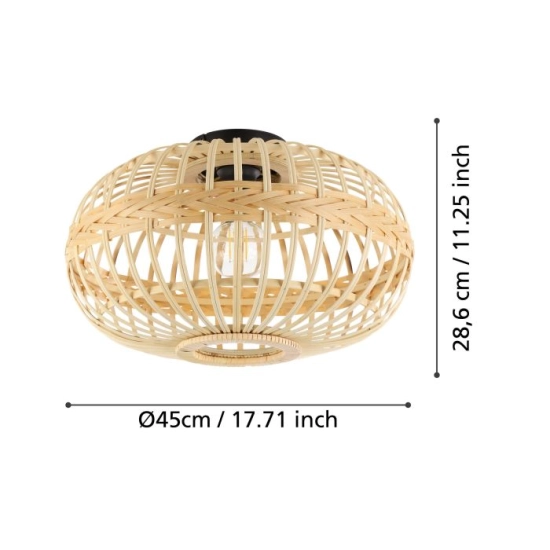 AMSFIELD oprawa sufitowa plafon 1 x E27, 45 cm | Boho 43723 EGLO