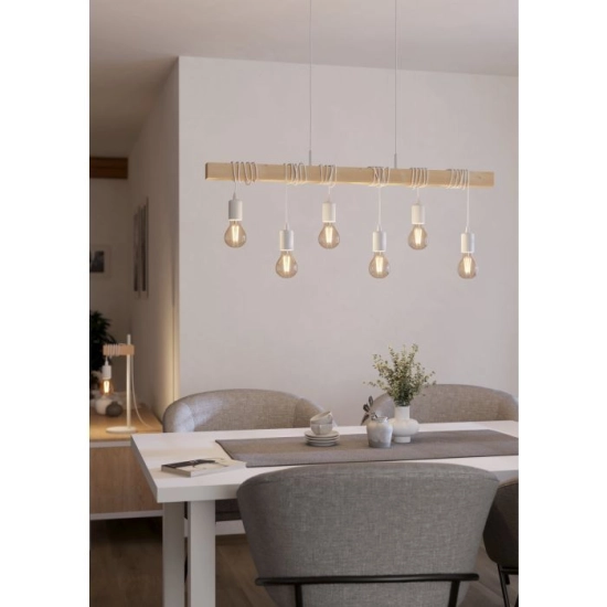 TOWNSHEND Lampa wisząca 6xE27 biała 43705 EGLO