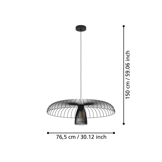 CHAMPERICO Lampa wisząca druciana 77 cm czarna 390216 EGLO