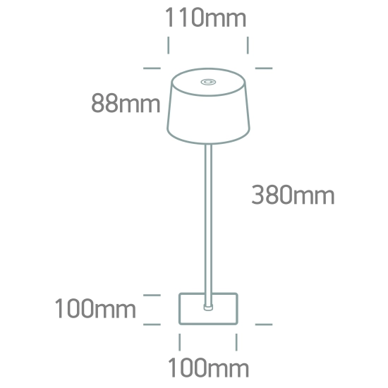WHITE 3,5W WW TABLE LAMP RECHARGEABLE USB SOCKET IP54 DIMMABLE 61082/W ONE LIGHT