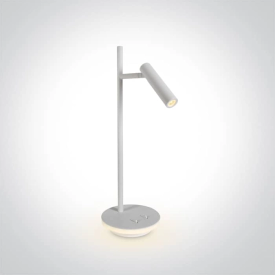 kinkiecik.pl Diodor S 61132A/W/W biała lampa stołowa LED 3000K 230V reflektor 3W + podstawa 6W; zasilacze w komplecie ON
