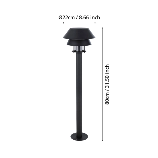 CHIAPPERA Słupek oświetleniowy E27 80 cm czarny zewnętrzna lampa stojąca 900803 EGLO