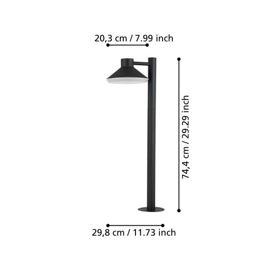 NINNARELLA Słupek oświetleniowy GU10 74,5 cm czarny zewnętrzna lampa stojąca 900689 EGLO