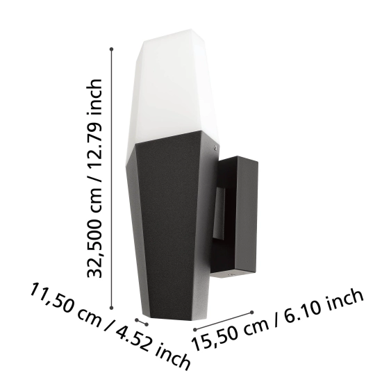FARINDOLA lampa ścienna kinkiet zewnętrzny E27 czarny 900682 EGLO
