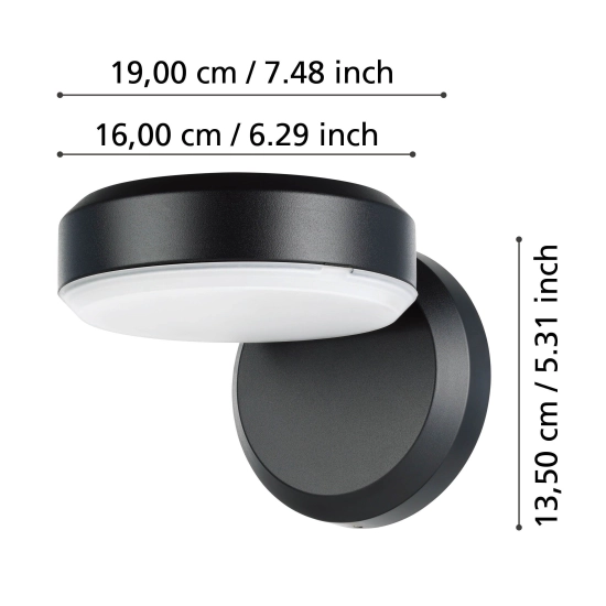 FORNACI lampa ścienna kinkiet zewnętrzny LED czarny 900673 EGLO