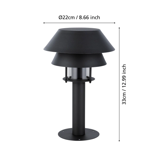 CHIAPPERA Słupek oświetleniowy E27 33 cm czarny zewnętrzna lampa stojąca 900802 EGLO