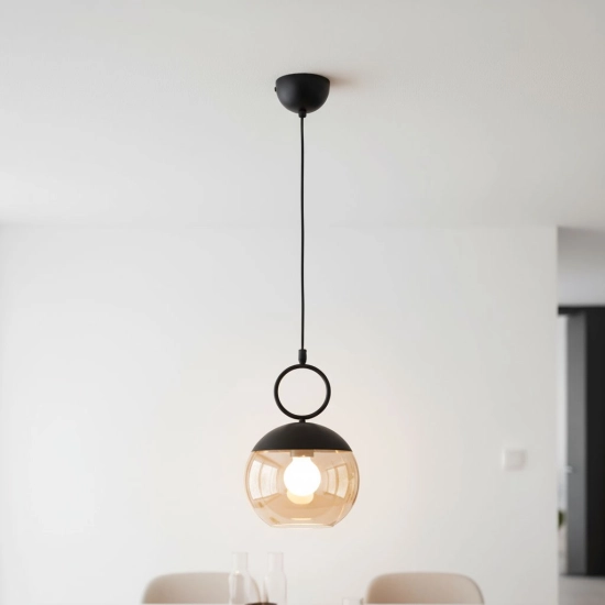 Lampa wisząca Sitro 1xE27 czarna-bursztyn 61469 ALFA