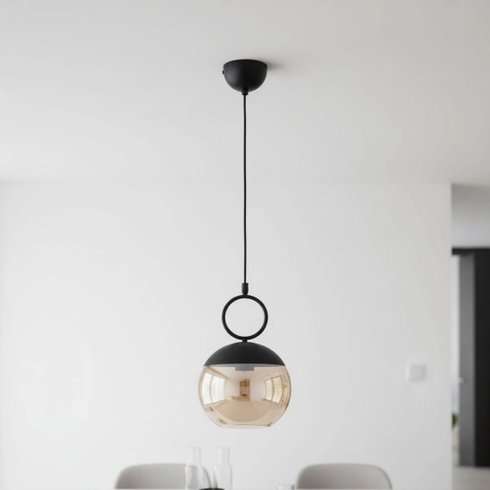 Lampa wisząca Sitro 1xE27 czarna-bursztyn 61469 ALFA