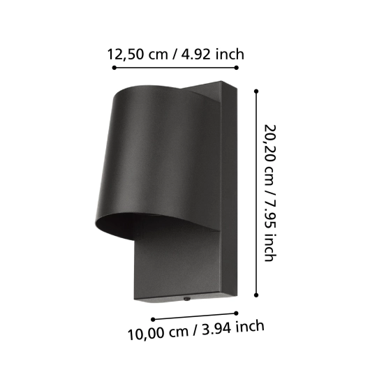 STAGNONE lampa ścienna kinkiet zewnętrzny GU10 LED czarny 900691 EGLO