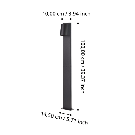 STAGNONE Słupek oświetleniowy GU10 100 cm czarny zewnętrzna lampa stojąca 900692 EGLO
