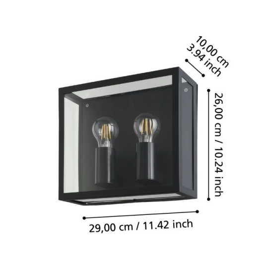 ALAMONTE 1 lampa ścienna kinkiet zewnętrzny 2 x E27 czarny 900698 EGLO