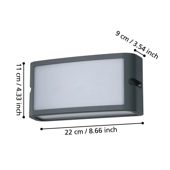 CAMARDA lampa ścienna kinkiet zewnętrzny LED 4000K antracyt IP54 900808 EGLO