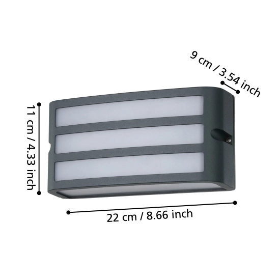 CAMARDA lampa ścienna kinkiet zewnętrzny E27 antracyt IP54 900811 EGLO