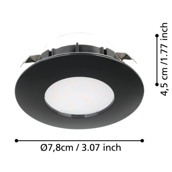 PINEDA oprawa wpuszczana LED 4,9W 3000K czarna IP44 900743 EGLO
