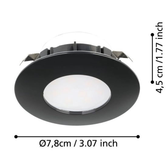 PINEDA oprawa wpuszczana LED 4,9W 3000K czarna IP44 Zestaw 3 sztuk 900744 EGLO
