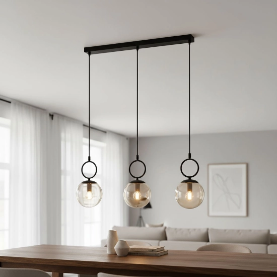 Lampa wisząca Sitro listwa 3xE14 czarna-bursztyn 62565 ALFA