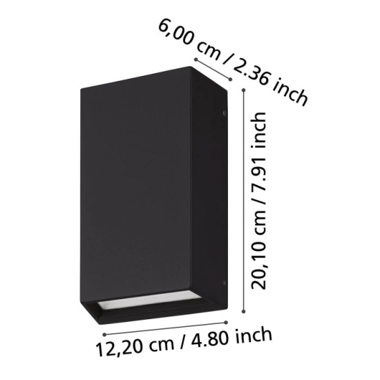 SPONGANO lampa ścienna kinkiet zewnętrzny LED czarny IP65 900886 EGLO