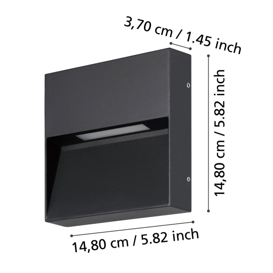 MARUGGIO lampa ścienna kinkiet zewnętrzny LED czarny IP65 900889 EGLO