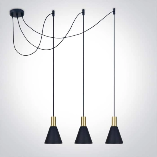 kinkiecik.pl Tala 63122B/BBS lampa wisząca w kolorze czarnym+mosiądz mat 3xE27 10W ONE LIGHT