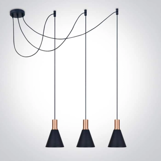 kinkiecik.pl Tala 63122B/CU lampa wisząca w kolorze czarnym+miedź 3xE27 10W ONE LIGHT