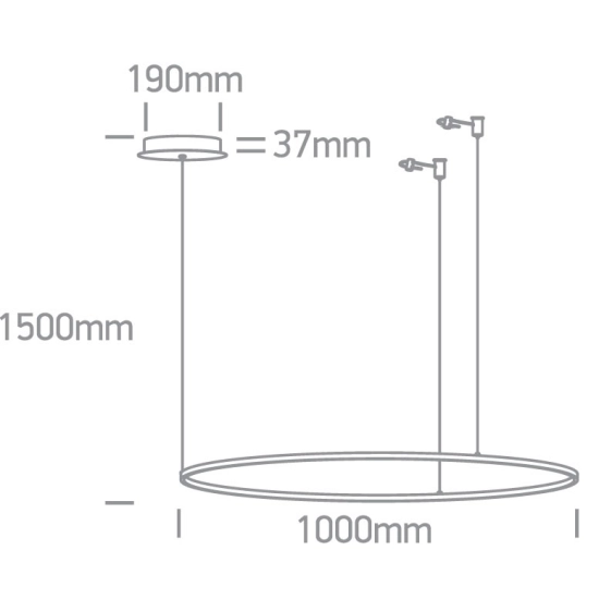 BLACK RING 100cm 48W WW IP20 230V DIMMABLE 63150/B/W ONE LIGHT