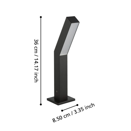 UGENTO Słupek oświetleniowy LED 36 cm czarny zewnętrzna lampa stojąca 900992 EGLO