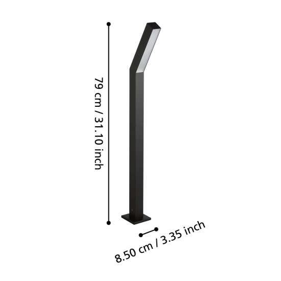 UGENTO Słupek oświetleniowy LED 79 cm czarny zewnętrzna lampa stojąca 900993 EGLO