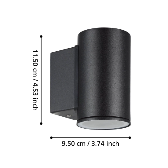 IZZALINI lampa ścienna kinkiet zewnętrzny LED czarny IP44 900995 EGLO