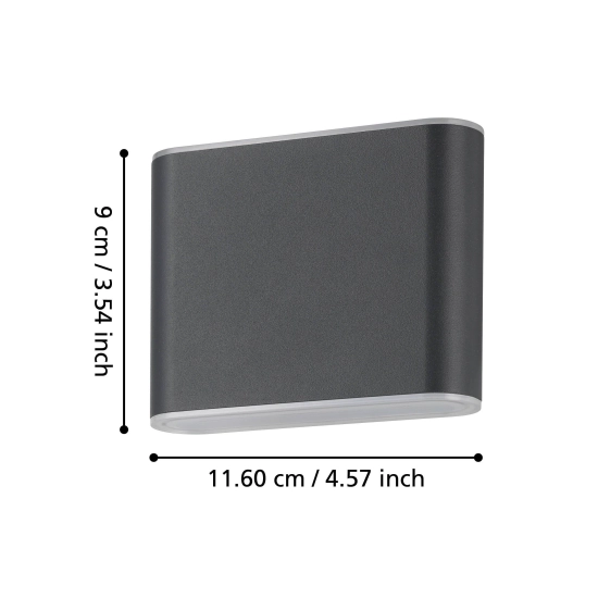 GRUTTI lampa ścienna kinkiet zewnętrzny LED antracyt IP65 11,5x9 cm 901025 EGLO