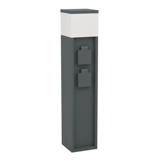 PARK 5 Słupek ogrodowy 1xE27 + 2x gniazdo 230V antracyt IP54 901032 EGLO